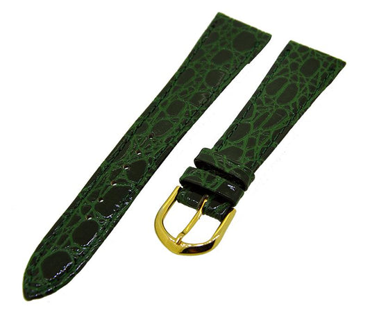 Uhrenarmband Lederband Grün 20mm Dornschließe Gold Ersatzband NEU 14542