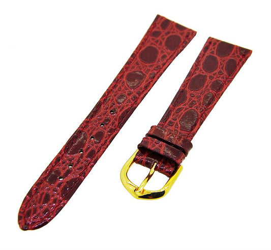 Uhrenarmband Lederband Rot 20mm Dornschließe Gold Ersatzband NEU 14543