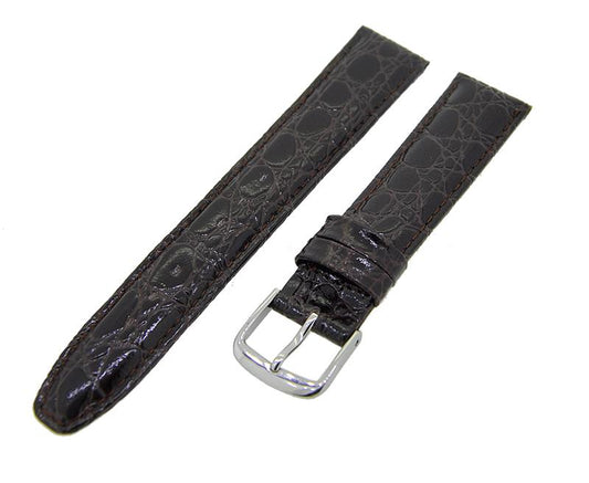 Uhrenarmband Lederband Dunkelbraun 18mm Dornschließe Silber Ersatzband NEU 14544