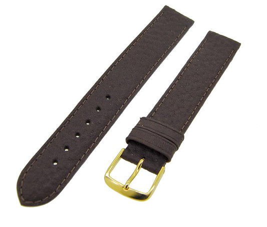 Uhrenarmband Lederband Struktur Braun 20mm Dornschließe Gold Ersatzband NEU 14580