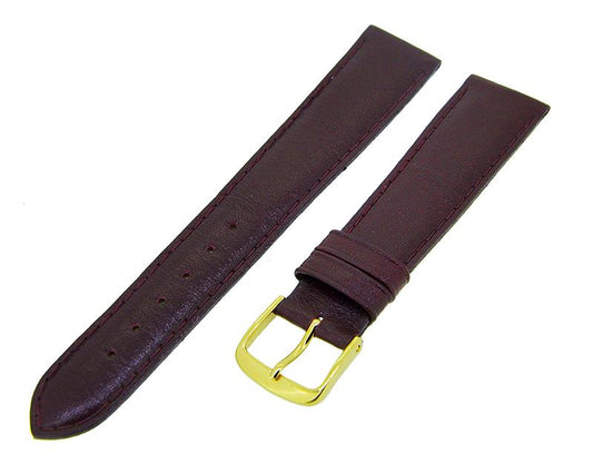 Uhrenarmband Lederband Aubergine 20mm Dornschließe Silber Ersatzband 14592