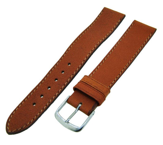 Uhrenarmband Lederband Braun 18mm Dornschließe Silber Ersatzband 14596