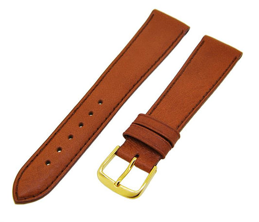 Uhrenarmband Lederband Braun 20mm Dornschließe Gold Ersatzband 14599