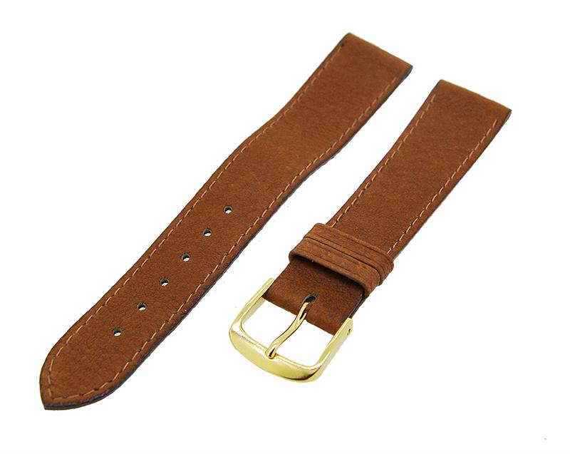 Uhrenarmband Lederband Hellbraun 18mm Dornschließe Gold Ersatzband 14603