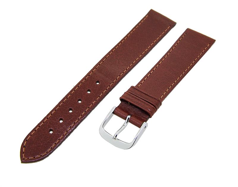 Uhrenarmband Lederband Rotbraun 20mm Dornschließe Silber Ersatzband 14605