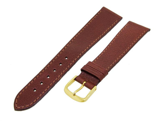 Uhrenarmband Lederband Rotbraun 20mm Dornschließe Gold Ersatzband 14607