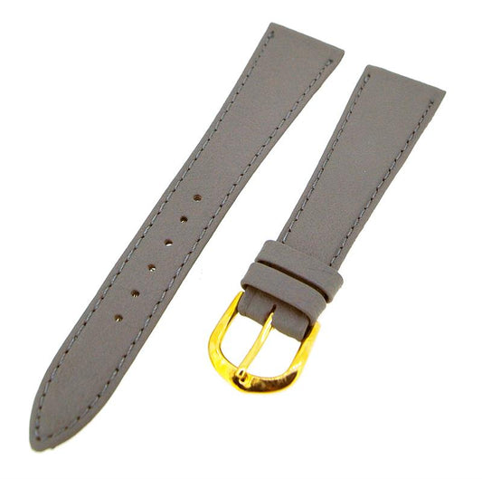 Uhrenarmband Lederband Grau 18mm Ton in Ton Dornschließe Gold Ersatzband 14614