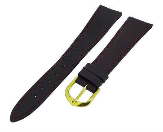 Uhrenarmband Lederband Bordeaux 20mm Ton in Ton Dornschließe Gold Ersatzband 14618