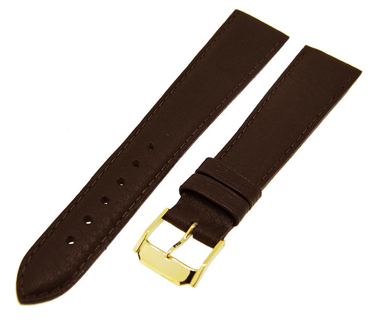 Uhrenarmband Lederband Dunkelbraun 20mm TiT Dornschließe Gold Ersatzband 14643