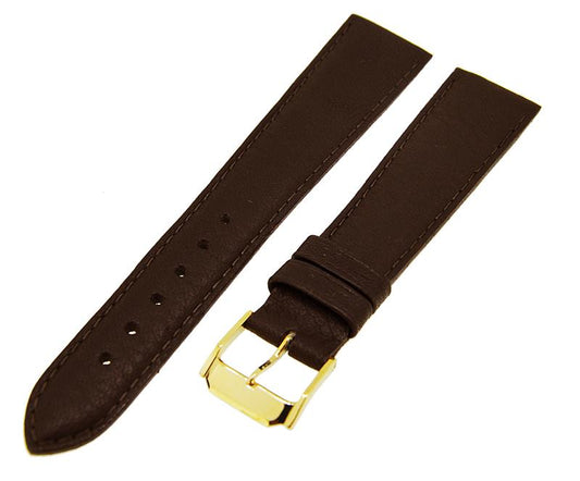 Uhrenarmband Lederband Dunkelbraun 20mm TiT Dornschließe Gold Ersatzband 14643
