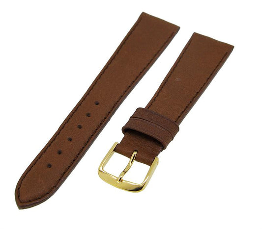 Uhrenarmband Lederband Hellbraun 20mm TiT Dornschließe Gold Ersatzband 14683