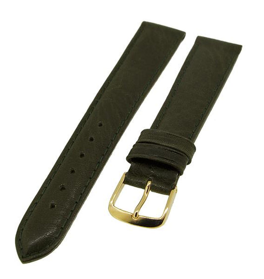 Uhrenarmband Lederband Dunkelgrün 18mm TiT Dornschließe Gold Ersatzband 14684