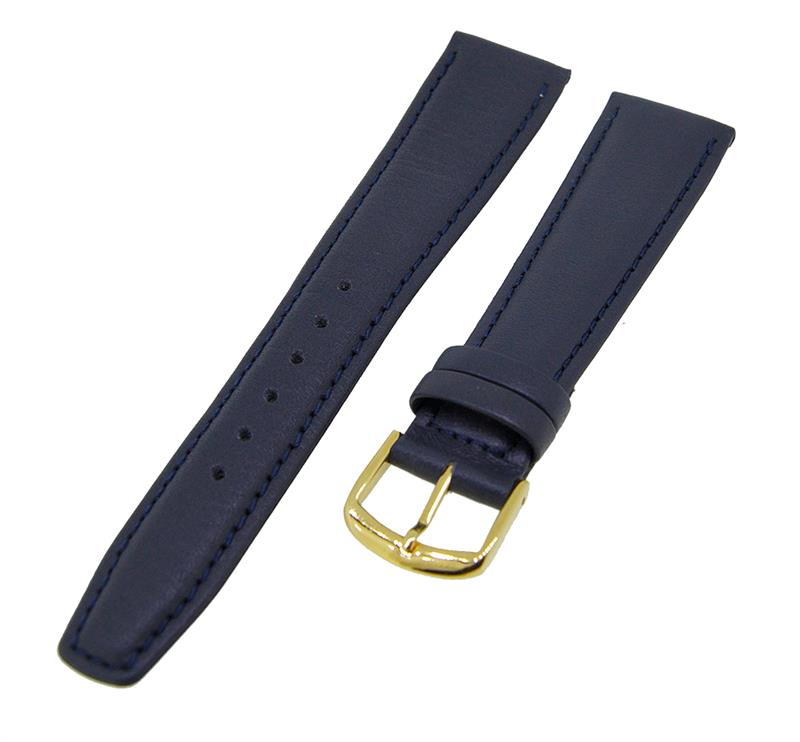 Uhrenarmband Lederband Dunkelblau 20mm TiT Dornschließe Gold Ersatzband 14685