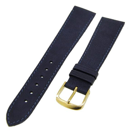 Uhrenarmband Lederband Dunkelblau 20mm TiT Dornschließe Gold Ersatzband 14687