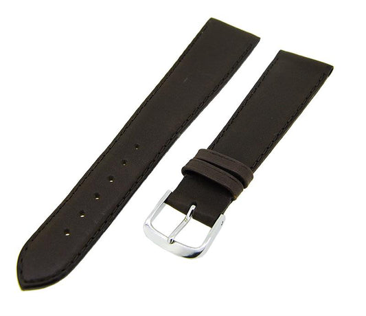 Uhrenarmband Lederband Dunkelbraun 20mm TiT Dornschließe Silber Ersatzband 14691