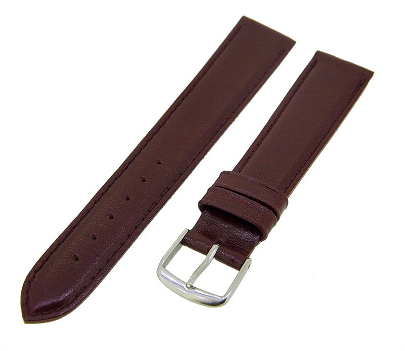 Uhrenarmband Lederband Bordeauxrot 18mm TiT Dornschließe Silber Ersatzband 14692