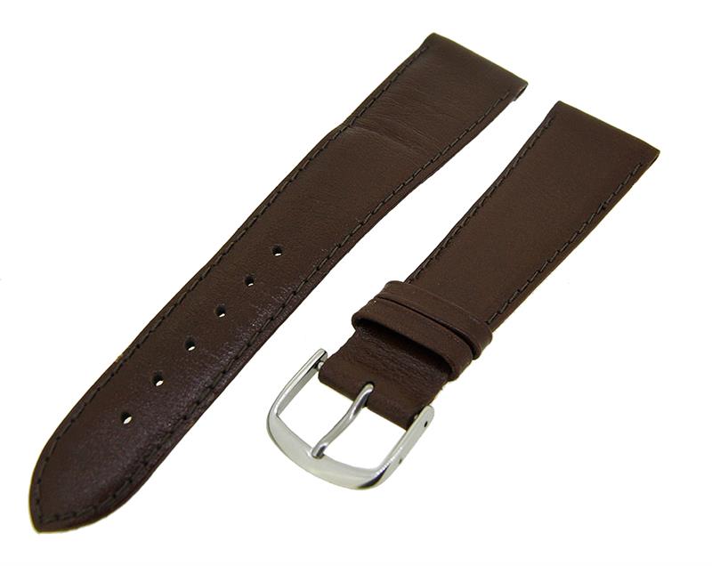 Uhrenarmband Lederband Dunkelbraun 20mm TiT Dornschließe Silber Ersatzband 14694