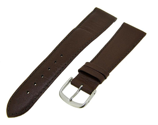 Uhrenarmband Lederband Dunkelbraun 20mm TiT Dornschließe Silber Ersatzband 14694