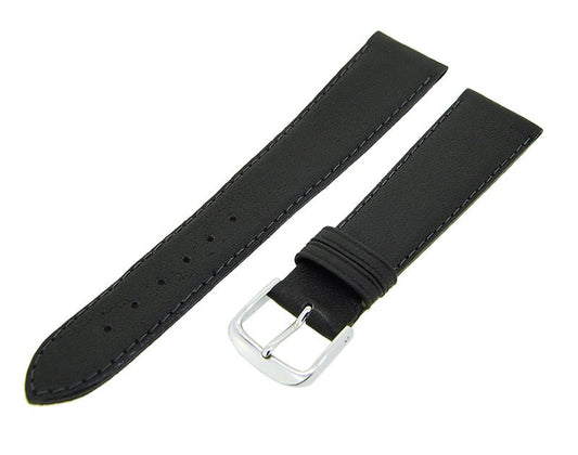 Uhrenarmband Lederband Dunkelgrau 20mm TiT Dornschließe Silber Ersatzband 14695