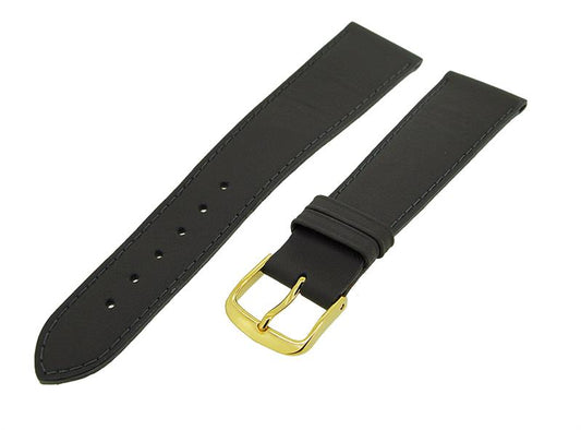 Uhrenarmband Lederband Dunkelgrau 20mm TiT Dornschließe Gold Ersatzband 14696