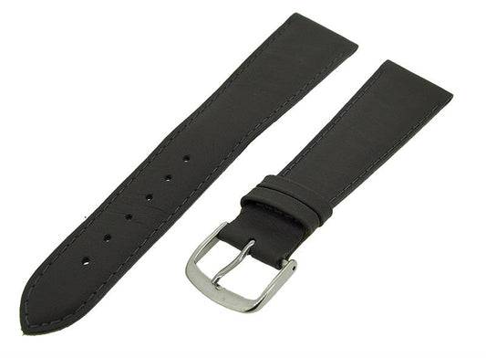 Uhrenarmband Lederband Dunkelgrau 20mm TiT Dornschließe Silber Ersatzband 14700