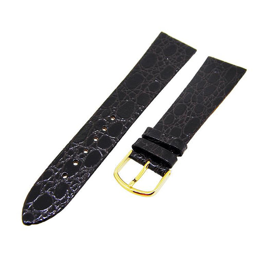 Uhrenarmband Leder Dunkelbraun 20mm ohne Naht Dornschließe Gold Ersatzband 14730