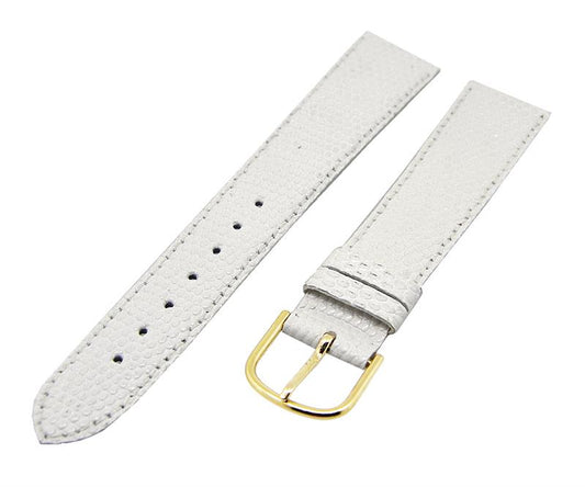 Uhrenarmband Leder weiß 19mm Ton in Ton Dornschließe Gold Ersatzband 14785