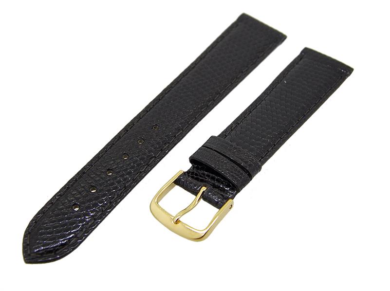 Uhrenarmband Leder Dunkelbraun 18mm Ton in Ton Dornschließe Gold Ersatzband 14792