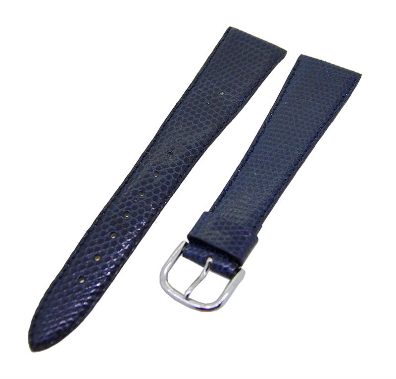 Uhrenarmband Leder Dunkelblau 20mm Ton in Ton Dornschließe Silber Ersatzband 14805