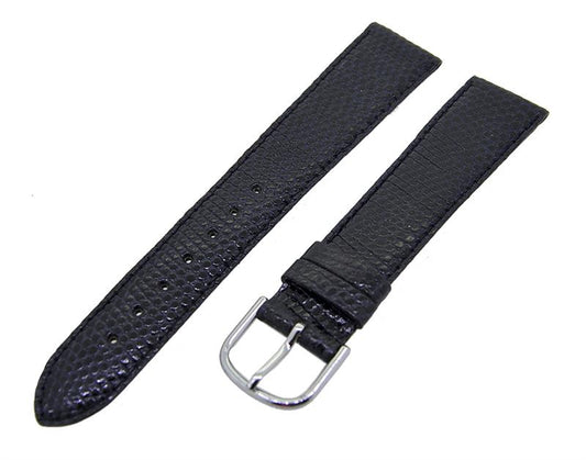 Uhrenarmband Leder Dunkelblau 19mm Ton in Ton Dornschließe Silber Ersatzband 14808