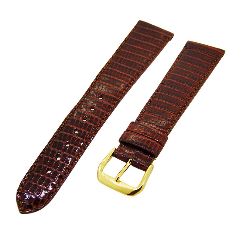 Uhrenarmband Leder Braun 20mm Ton in Ton Dornschließe Gold Ersatzband 14809