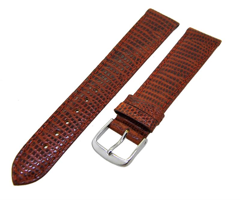 Uhrenarmband Leder Braun 18mm Ton in Ton Dornschließe Silber Ersatzband 14817