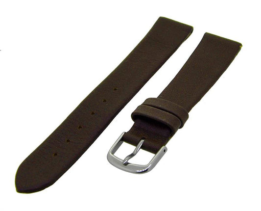 Uhrenarmband Leder Braun 18mm ohne Naht Dornschließe Silber Ersatzband 14980