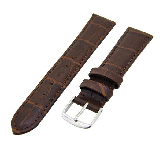 Uhrenarmband Leder Braun 18mm Ton in Ton Dornschließe Silber Ersatzband 14982