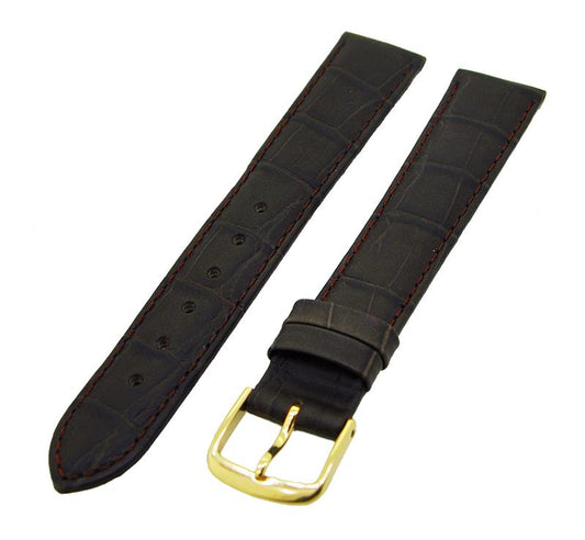 Uhrenarmband Leder Braun 18mm Ton in Ton Dornschließe Gold Ersatzband 14986