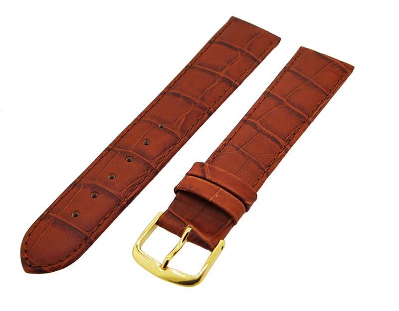 Uhrenarmband Leder Braun 20mm Ton in Ton XL Dornschließe Gold Ersatzband 14989