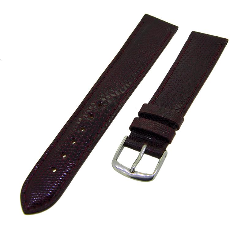 Uhrenarmband Leder Bordeaux 18mm TiT Dornschließe Silber Ersatzband 15012