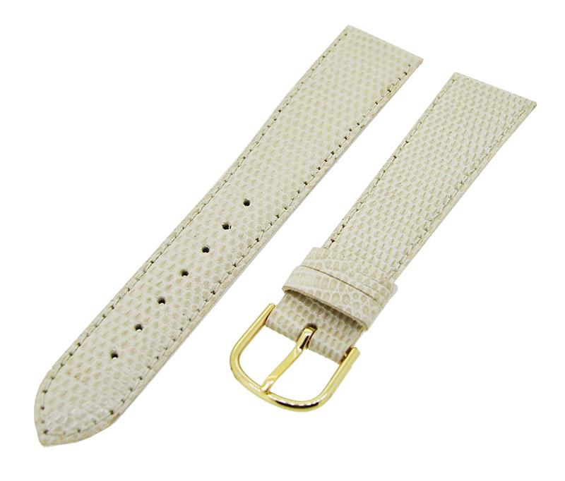 Uhrenarmband Leder Creme 20mm TiT Kroko Dornschließe Gold Ersatzband 15013