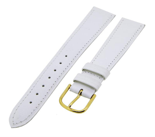 Uhrenarmband Leder Weiß 20mm TiT Kroko Dornschließe Gold Ersatzband 15014