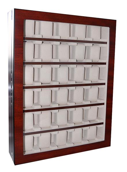 Meyer & Söhne Uhrenvitrine Wandvitrine für 30 Uhren braun Schaukasten No.5 15036