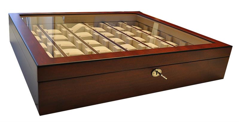 Uhrenhuette Vitrine für Uhren Wandvitrine 36 Uhren Farbe Braun No.7