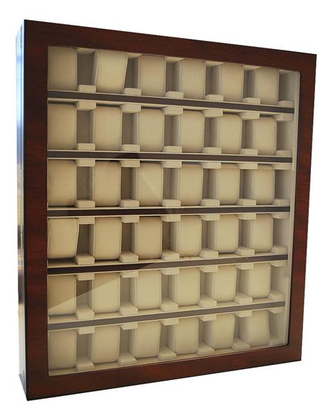 Uhrenhuette Vitrine für Uhren Wandvitrine 36 Uhren Farbe Braun No.7