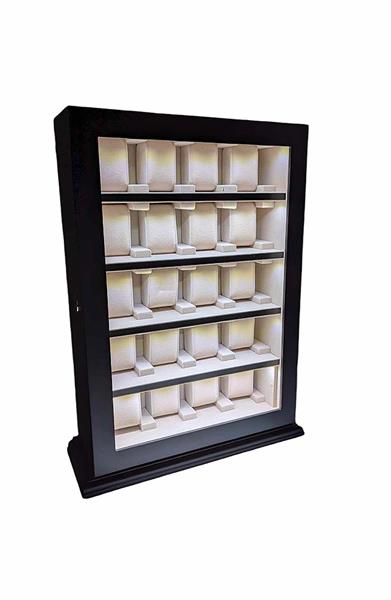 Meyer & Söhne Tischvitrine für 20 Uhren schwarz mit LED-Licht No.13 15307