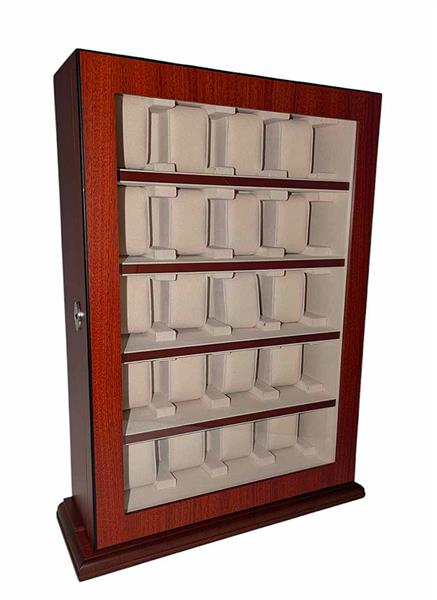 Meyer & Söhne Tischvitrine für 20 Uhren braun mit LED-Licht No.11 15309
