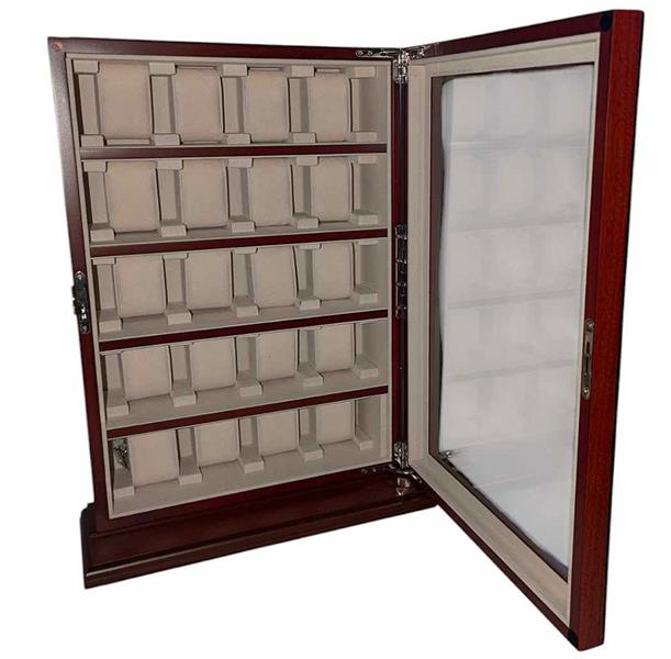 Meyer & Söhne Tischvitrine für 20 Uhren braun mit LED-Licht No.11 15309