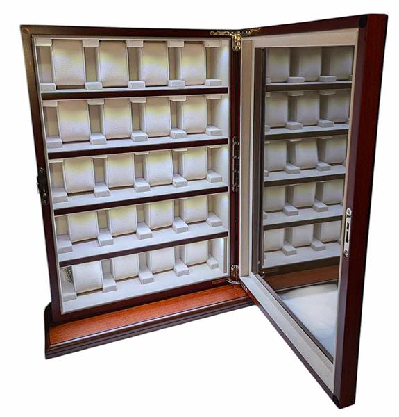 Meyer & Söhne Tischvitrine für 20 Uhren braun mit LED-Licht No.11 15309