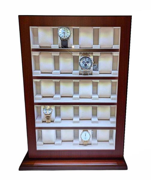 Meyer & Söhne Tischvitrine für 20 Uhren braun mit LED-Licht No.11 15309