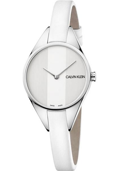 Calvin Klein Damen Armbanduhr K8P231L6 edler Stahl silber/ Leder weiß UVP: 199,00€ 15088