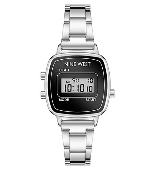 Nine West Damenuhr NW/2655BKSV DIGITAL Metall silber ALARM Licht UVP:49,-€ 15413