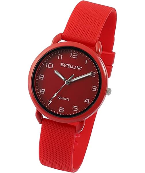 Excellanc Uhr UNISEX 1500007-009 Silikon Dunkelrot Analog UVP: 49,95€ NEU 15428